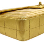 CHANEL 2001 Choco Bar East West Gold Lambskin