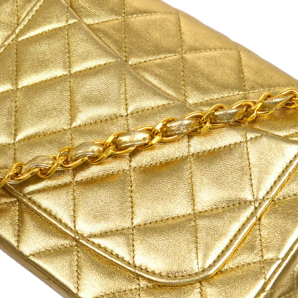 CHANEL 1991-1994 Classic Square Flap 17 Gold Lambskin