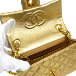 CHANEL 1991-1994 Classic Square Flap 17 Gold Lambskin