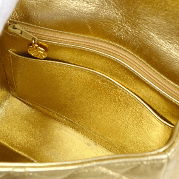 CHANEL 1991-1994 Classic Square Flap 17 Gold Lambskin