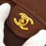 CHANEL 1998 Classic Flap Jumbo Sellier Brown Caviar