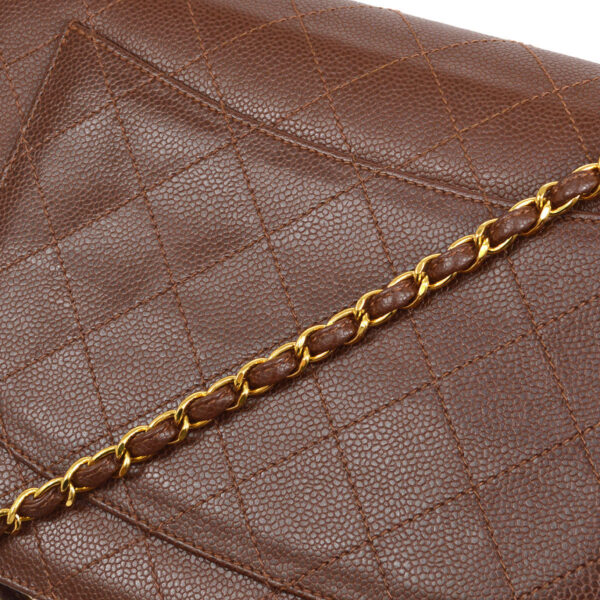 CHANEL 1998 Classic Flap Jumbo Sellier Brown Caviar