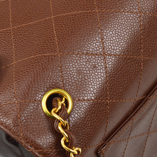 CHANEL 1998 Classic Flap Jumbo Sellier Brown Caviar