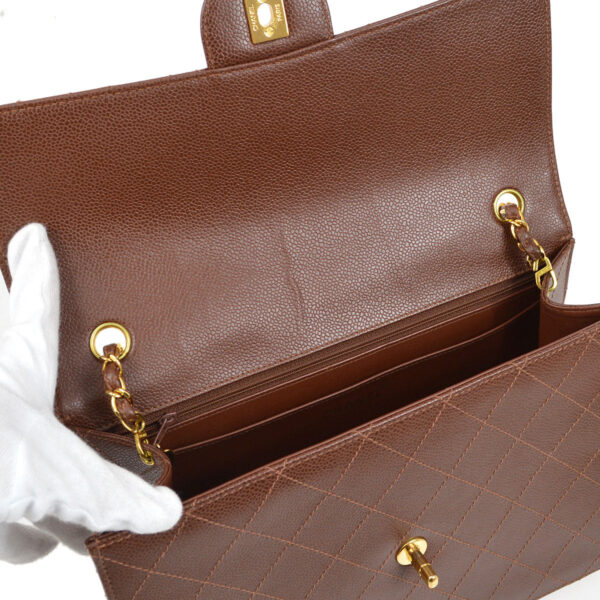 CHANEL 1998 Classic Flap Jumbo Sellier Brown Caviar