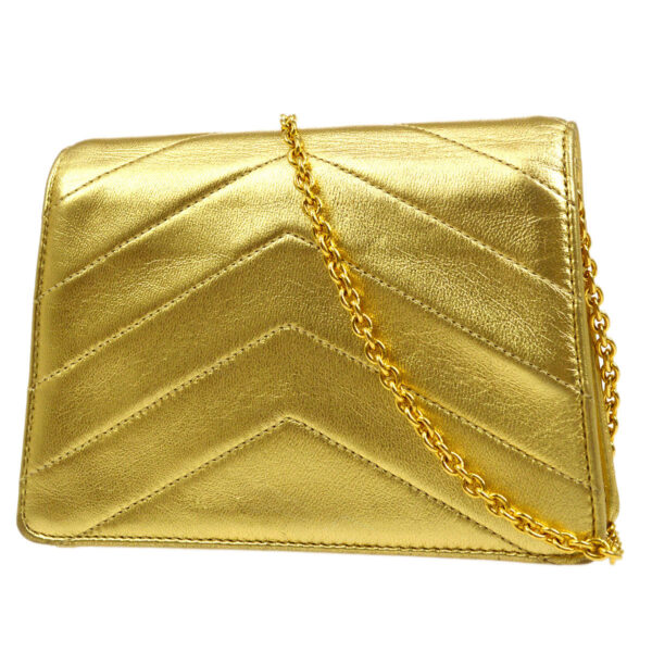 CHANEL 1991-1994 Chevron Letter Flap Vertical Bag Mini Gold Lambskin