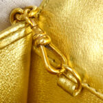 CHANEL 1991-1994 Chevron Letter Flap Vertical Bag Mini Gold Lambskin