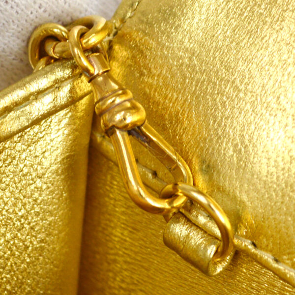 CHANEL 1991-1994 Chevron Letter Flap Vertical Bag Mini Gold Lambskin