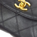 CHANEL 1980s Cosmoline Belt Bag Black Lambskin #65