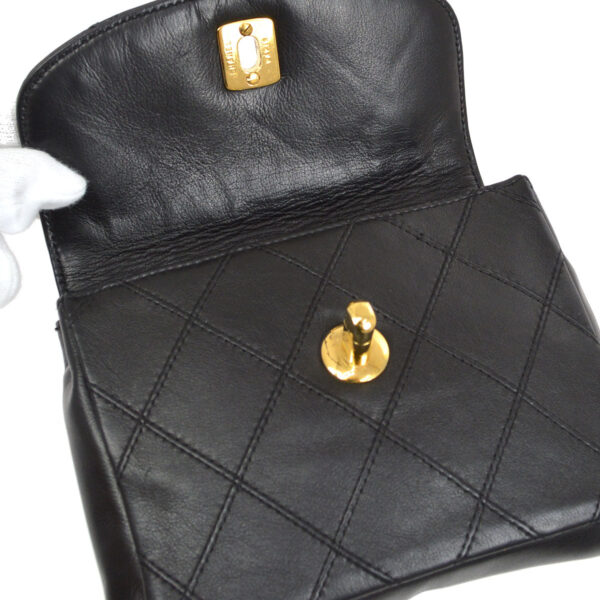 CHANEL 1980s Cosmoline Belt Bag Black Lambskin #65