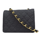 CHANEL 1989-1991 Straight Flap Bag Micro Sellier Black Canvas