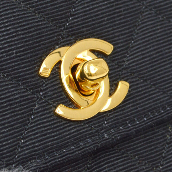 CHANEL 1989-1991 Straight Flap Bag Micro Sellier Black Canvas