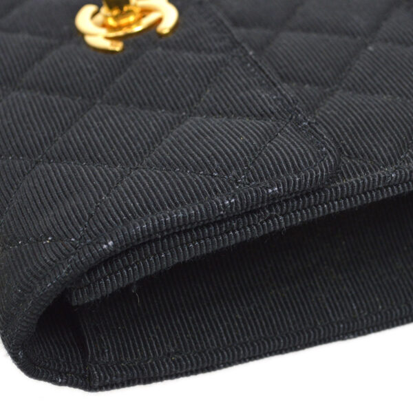 CHANEL 1989-1991 Straight Flap Bag Micro Sellier Black Canvas