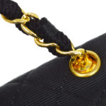 CHANEL 1989-1991 Straight Flap Bag Micro Sellier Black Canvas