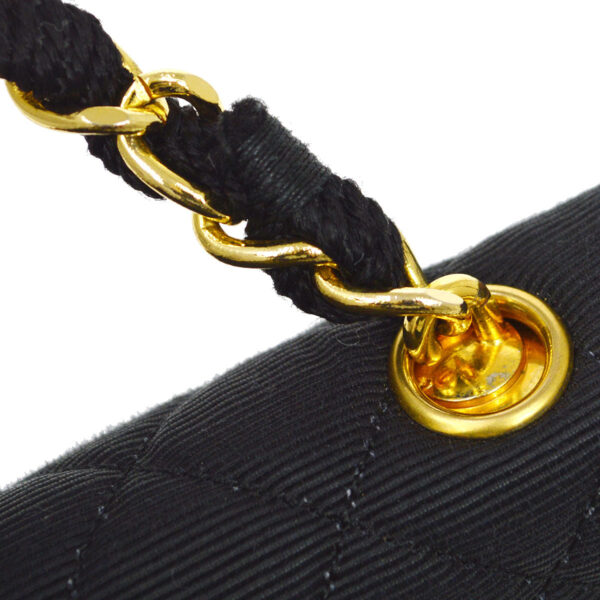 CHANEL 1989-1991 Straight Flap Bag Micro Sellier Black Canvas
