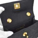 CHANEL 1989-1991 Straight Flap Bag Micro Sellier Black Canvas