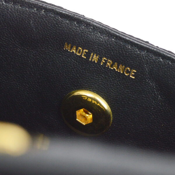 CHANEL 1989-1991 Straight Flap Bag Micro Sellier Black Canvas