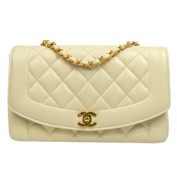 CHANEL * 1994-1996 Diana Flap Medium Ivory Caviar