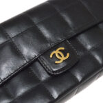 CHANEL 2003-2004 Camellia Choco Bar Shoulder Bag Mini Black Lambskin