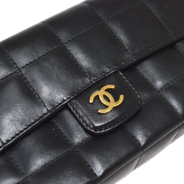 CHANEL 2003-2004 Camellia Choco Bar Shoulder Bag Mini Black Lambskin