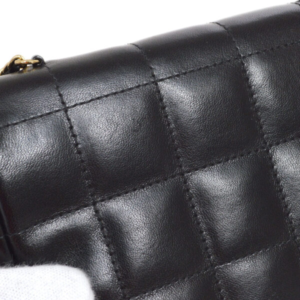 CHANEL 2003-2004 Camellia Choco Bar Shoulder Bag Mini Black Lambskin