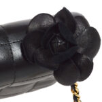 CHANEL 2003-2004 Camellia Choco Bar Shoulder Bag Mini Black Lambskin