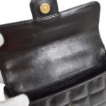 CHANEL 2003-2004 Camellia Choco Bar Shoulder Bag Mini Black Lambskin