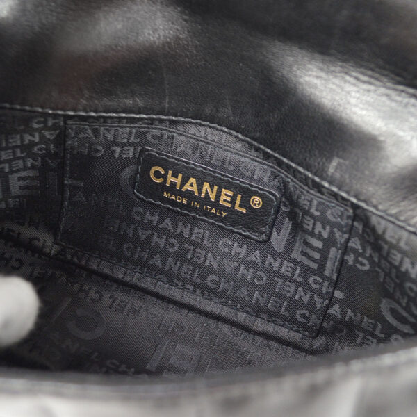 CHANEL 2003-2004 Camellia Choco Bar Shoulder Bag Mini Black Lambskin