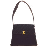 CHANEL 1997-1999 Quilted Flap Shoulder Bag Large Brown Velvet