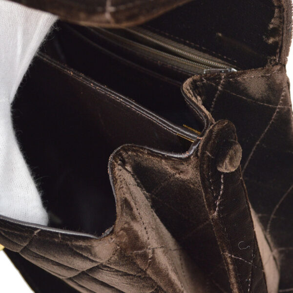 CHANEL 1997-1999 Quilted Flap Shoulder Bag Large Brown Velvet