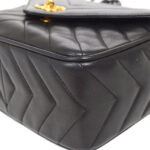 CHANEL 1991-1994 Chevron Pocket Camera Bag Mini Black Lambskin