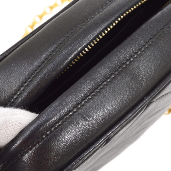CHANEL 1991-1994 Chevron Pocket Camera Bag Mini Black Lambskin