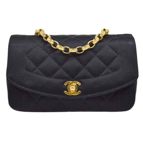 CHANEL 1991-1994 Diana Flap Mini Black Satin