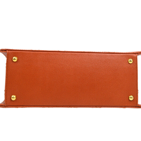 CHANEL 1997-1999 Sellier Flap Shoulder Bag Medium Orange Caviar