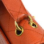 CHANEL 1997-1999 Sellier Flap Shoulder Bag Medium Orange Caviar