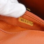 CHANEL 1997-1999 Sellier Flap Shoulder Bag Medium Orange Caviar