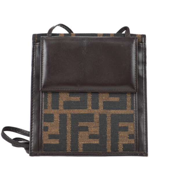 Fendi Zucca Shoulder Bag Wallet Pochette Brown