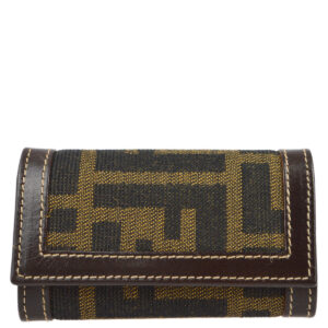 Fendi Brown Zucca Six Hook Key Case Small New