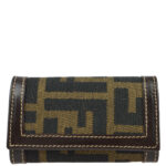 Fendi Brown Zucca Six Hook Key Case Small New