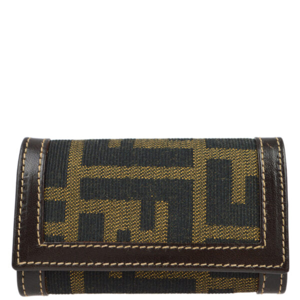 Fendi Brown Zucca Six Hook Key Case Small New