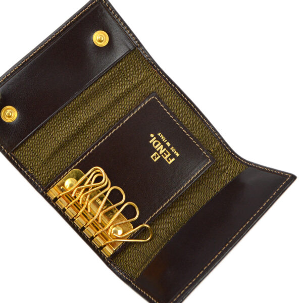Fendi Brown Zucca Six Hook Key Case Small New