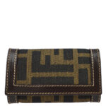 Fendi Brown Zucca Six Hook Key Case Small New