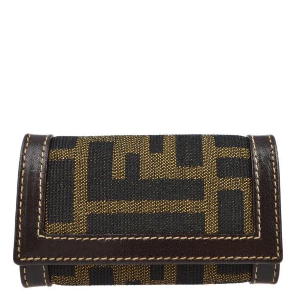 Fendi Brown Zucca Six Hook Key Case Small New