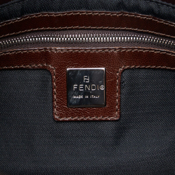 Fendi Mamma Bucket One Shoulder Bag Brown Canvas Leather