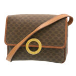 CELINE Macadam Canvas Circle logo Shoulder Bag Brown  26659