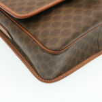 CELINE Macadam Canvas Circle logo Shoulder Bag Brown  26659