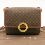 CELINE Macadam Canvas Circle logo Shoulder Bag Brown  26659