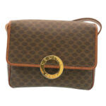 CELINE Macadam Canvas Circle logo Shoulder Bag Brown  26659
