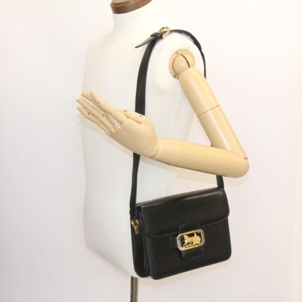 CELINE Horse Carriage Shoulder Bag Leather Black  26712