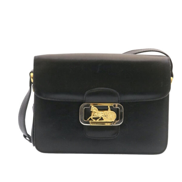 CELINE Horse Carriage Shoulder Bag Leather Black  26712