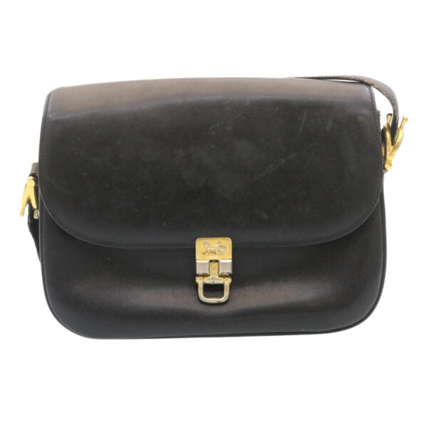 CELINE Horse Carriage Shoulder Bag Leather Black  28422